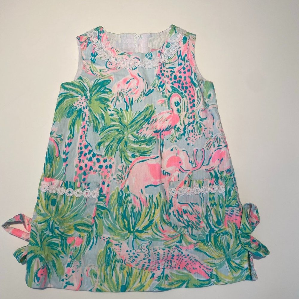 Lilly Pulitzer lovely jungle dress with boomers for little girls